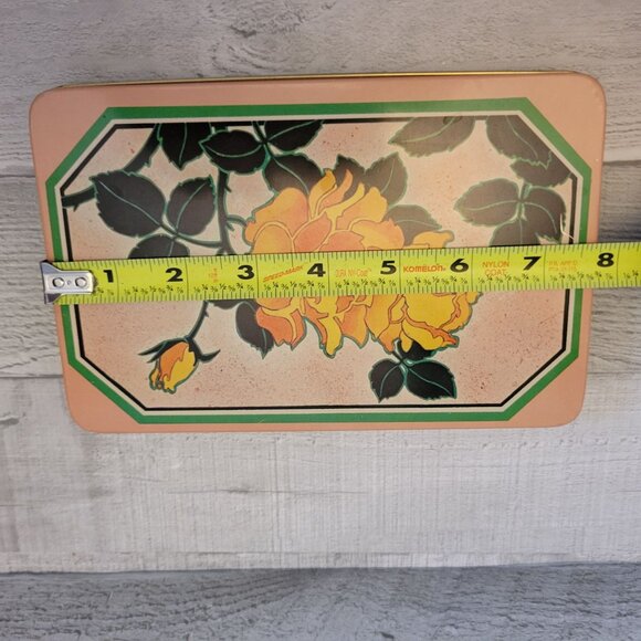 Vintage Interpur Tin Box With Yellow Rose Design - Picture 9 of 10